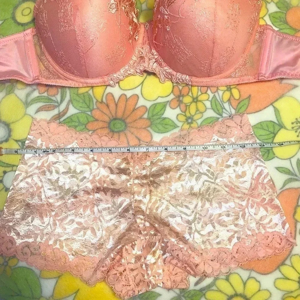Pink Floral lace gorgeous high quality lingerie set of bra &  underwear - Picture 11 of 11